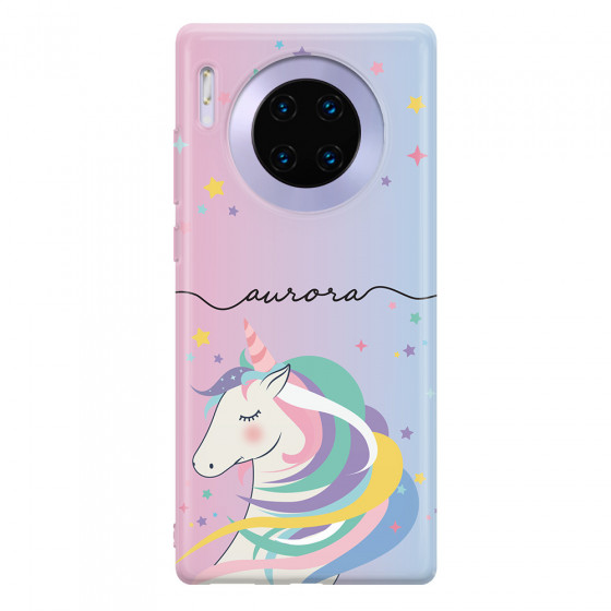 HUAWEI - Mate 30 Pro - Soft Clear Case - Pink Unicorn Handwritten