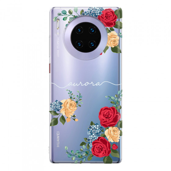 HUAWEI - Mate 30 Pro - Soft Clear Case - Red Floral Handwritten Light 