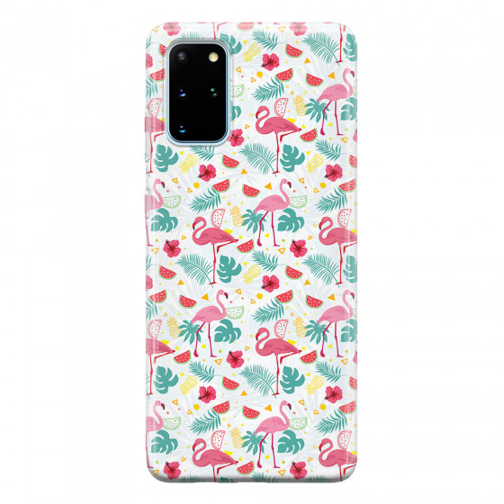 SAMSUNG - Galaxy S20 Plus - Soft Clear Case - Tropical Flamingo II