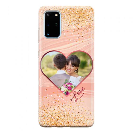 SAMSUNG - Galaxy S20 - Soft Clear Case - Glitter Love Heart Photo