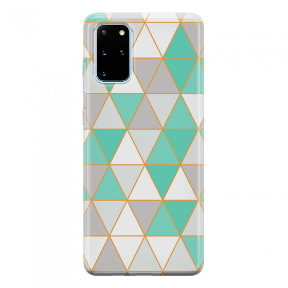 SAMSUNG - Galaxy S20 - Soft Clear Case - Green Triangle Pattern