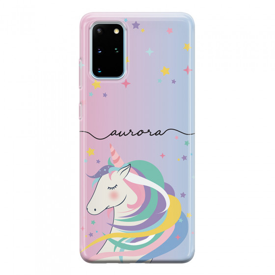 SAMSUNG - Galaxy S20 - Soft Clear Case - Pink Unicorn Handwritten