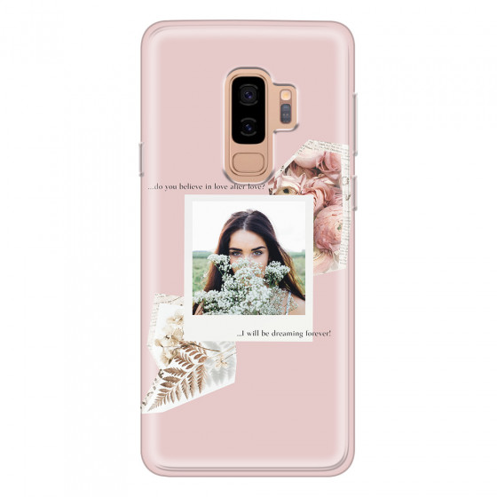 SAMSUNG - Galaxy S9 Plus 2018 - Soft Clear Case - Vintage Pink Collage Phone Case
