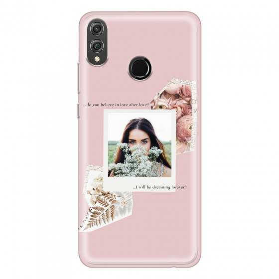 HONOR - Honor 8X - Soft Clear Case - Vintage Pink Collage Phone Case