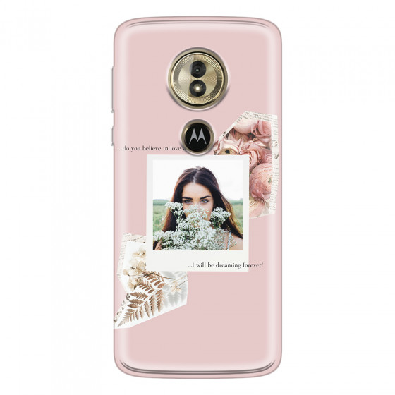 MOTOROLA by LENOVO - Moto G6 Play - Soft Clear Case - Vintage Pink Collage Phone Case