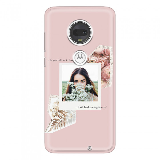 MOTOROLA by LENOVO - Moto G7 - Soft Clear Case - Vintage Pink Collage Phone Case