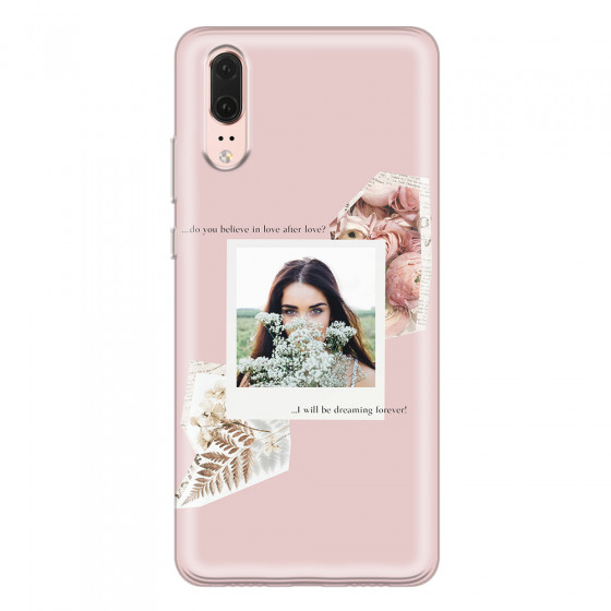 HUAWEI - P20 - Soft Clear Case - Vintage Pink Collage Phone Case