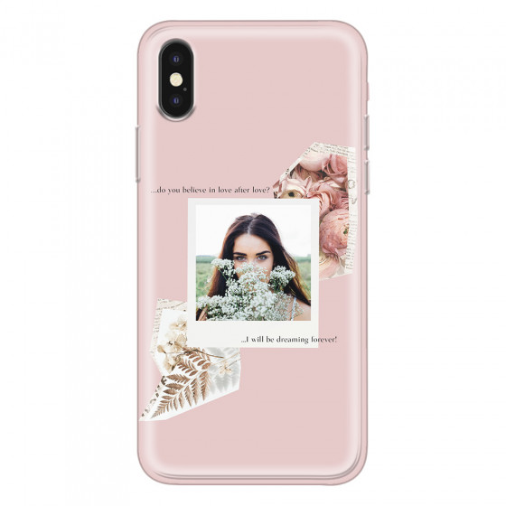 APPLE - iPhone XS Max - Soft Clear Case - Vintage Pink Collage Phone Case