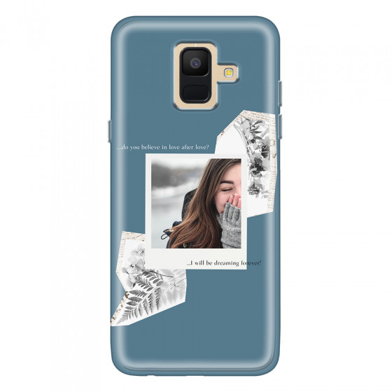SAMSUNG - Galaxy A6 2018 - Soft Clear Case - Vintage Blue Collage Phone Case