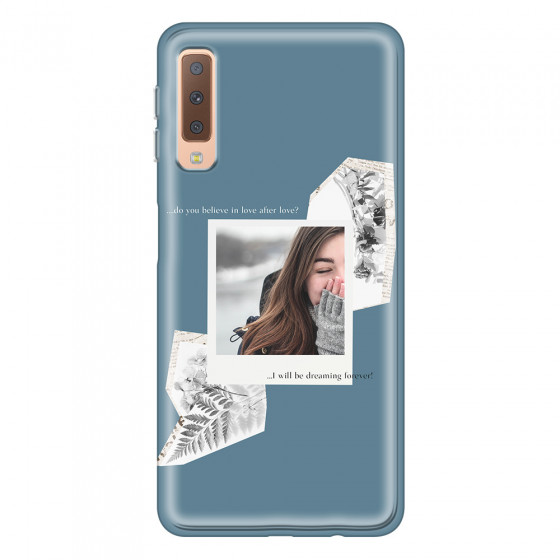 SAMSUNG - Galaxy A7 2018 - Soft Clear Case - Vintage Blue Collage Phone Case