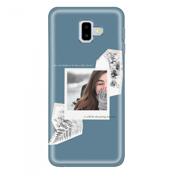 SAMSUNG - Galaxy J6 Plus 2018 - Soft Clear Case - Vintage Blue Collage Phone Case