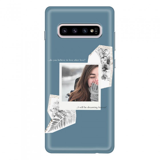 SAMSUNG - Galaxy S10 - Soft Clear Case - Vintage Blue Collage Phone Case