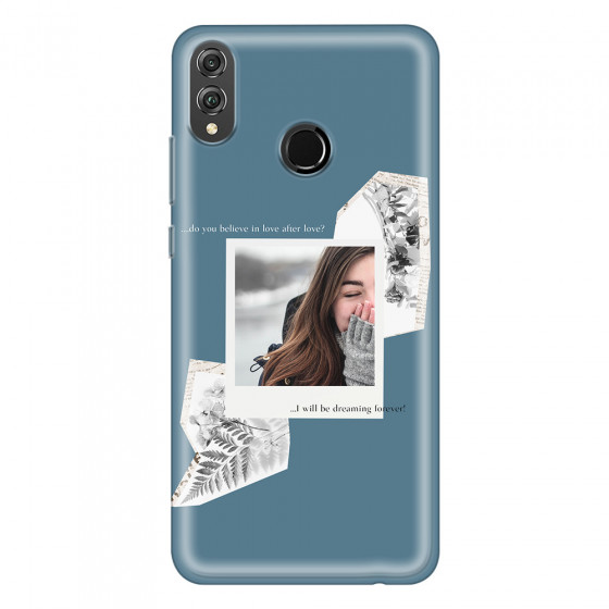 HONOR - Honor 8X - Soft Clear Case - Vintage Blue Collage Phone Case