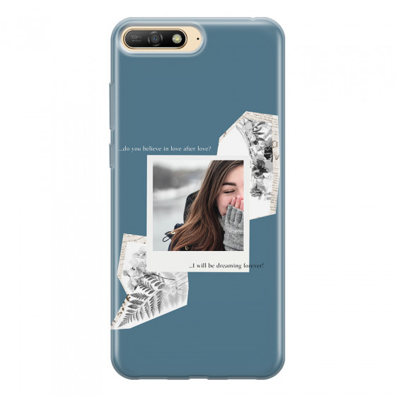 HUAWEI - Y6 2018 - Soft Clear Case - Vintage Blue Collage Phone Case