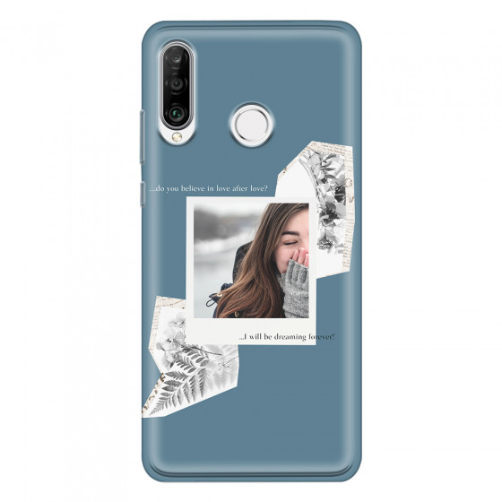 HUAWEI - P30 Lite - Soft Clear Case - Vintage Blue Collage Phone Case