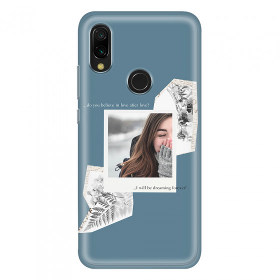 XIAOMI - Redmi 7 - Soft Clear Case - Vintage Blue Collage Phone Case