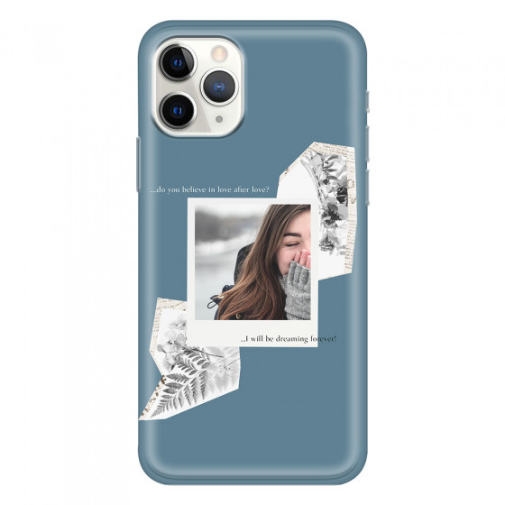 APPLE - iPhone 11 Pro - Soft Clear Case - Vintage Blue Collage Phone Case