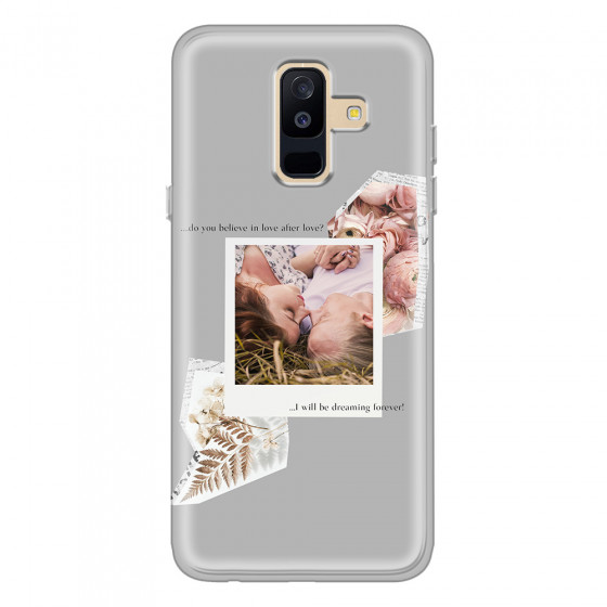 SAMSUNG - Galaxy A6 Plus 2018 - Soft Clear Case - Vintage Grey Collage Phone Case