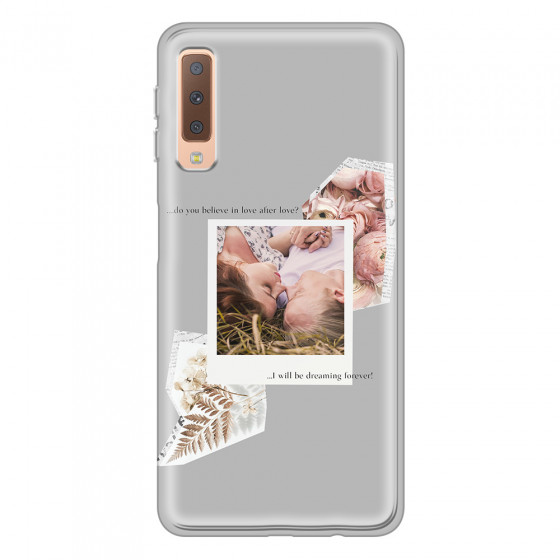 SAMSUNG - Galaxy A7 2018 - Soft Clear Case - Vintage Grey Collage Phone Case