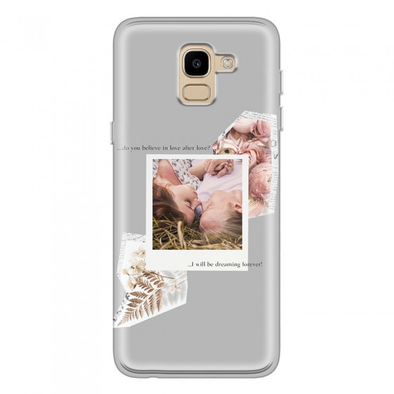 SAMSUNG - Galaxy J6 2018 - Soft Clear Case - Vintage Grey Collage Phone Case