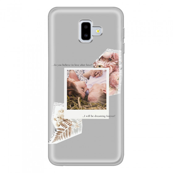 SAMSUNG - Galaxy J6 Plus 2018 - Soft Clear Case - Vintage Grey Collage Phone Case