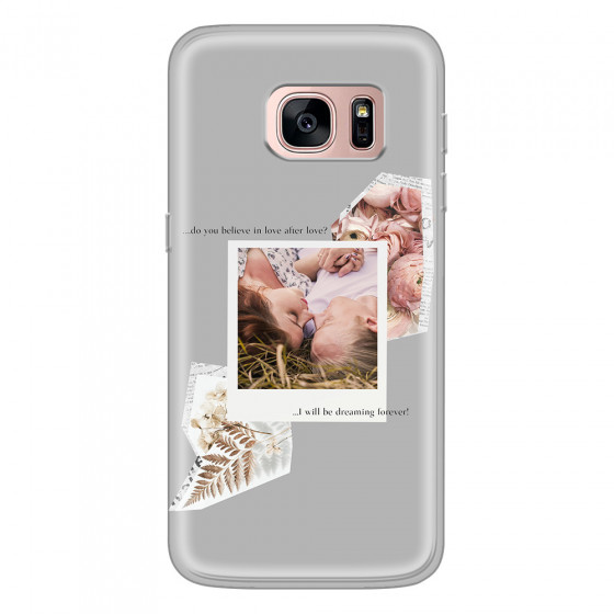 SAMSUNG - Galaxy S7 - Soft Clear Case - Vintage Grey Collage Phone Case