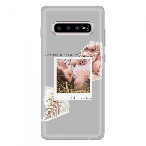 SAMSUNG - Galaxy S10 - Soft Clear Case - Vintage Grey Collage Phone Case