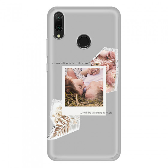 HUAWEI - Y9 2019 - Soft Clear Case - Vintage Grey Collage Phone Case