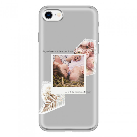 APPLE - iPhone 7 - Soft Clear Case - Vintage Grey Collage Phone Case