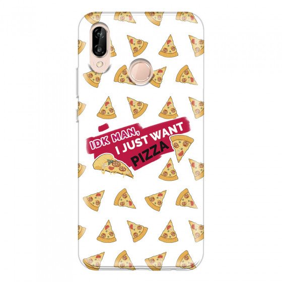 HUAWEI - P20 Lite - Soft Clear Case - Want Pizza Men Phone Case