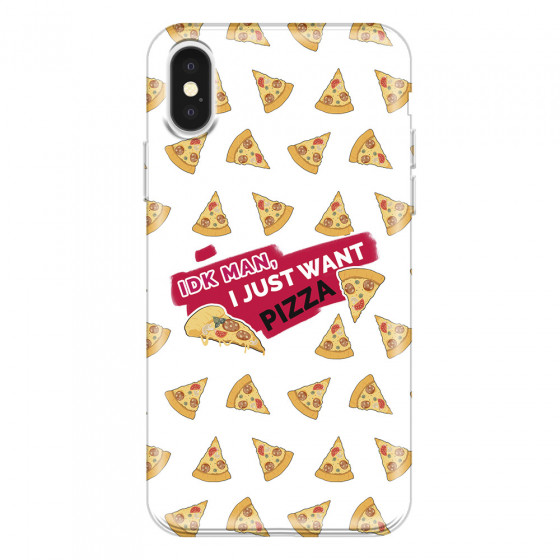 APPLE - iPhone X - Soft Clear Case - Want Pizza Men Phone Case