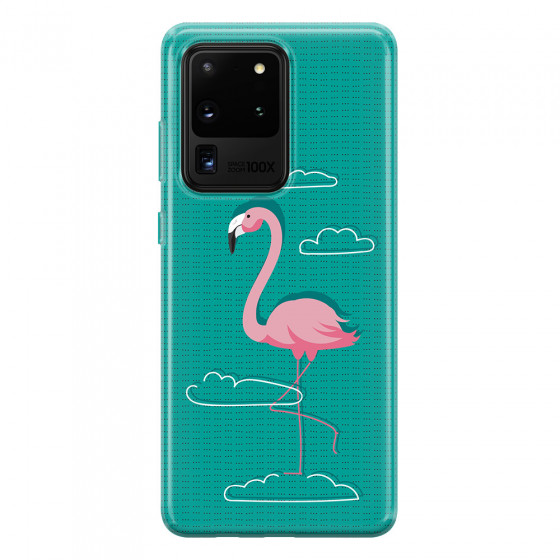 SAMSUNG - Galaxy S20 Ultra - Soft Clear Case - Cartoon Flamingo
