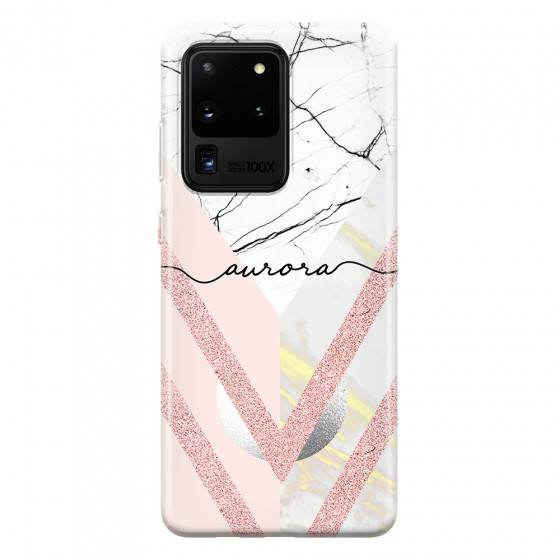 SAMSUNG - Galaxy S20 Ultra - Soft Clear Case - Glitter Marble Handwritten