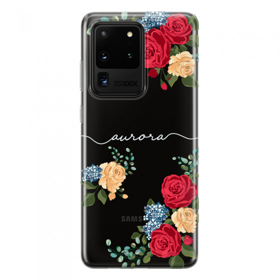 SAMSUNG - Galaxy S20 Ultra - Soft Clear Case - Red Floral Handwritten Light 