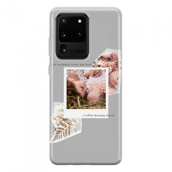 SAMSUNG - Galaxy S20 Ultra - Soft Clear Case - Vintage Grey Collage Phone Case