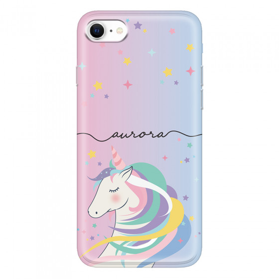 APPLE - iPhone SE 2020 - Soft Clear Case - Pink Unicorn Handwritten