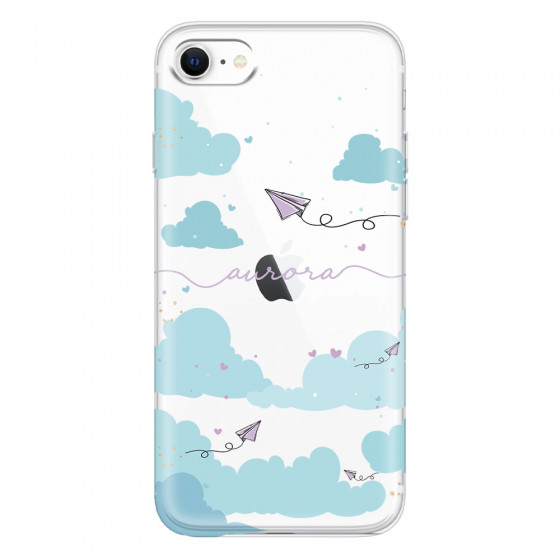 APPLE - iPhone SE 2020 - Soft Clear Case - Up in the Clouds Purple