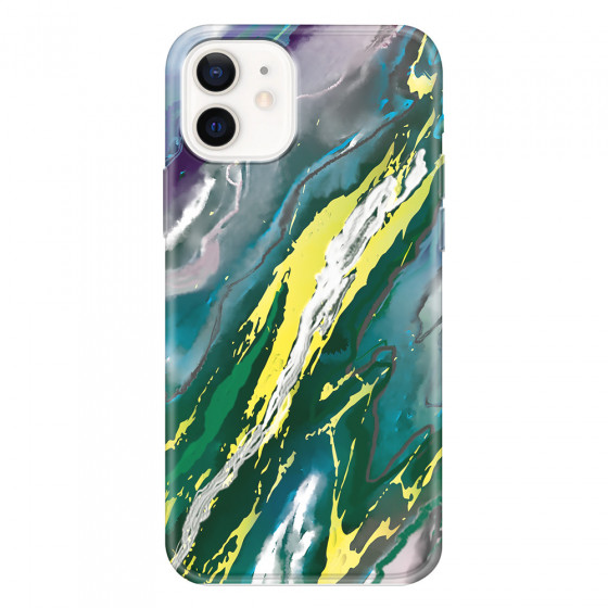 APPLE - iPhone 12 Mini - Soft Clear Case - Marble Rainforest Green