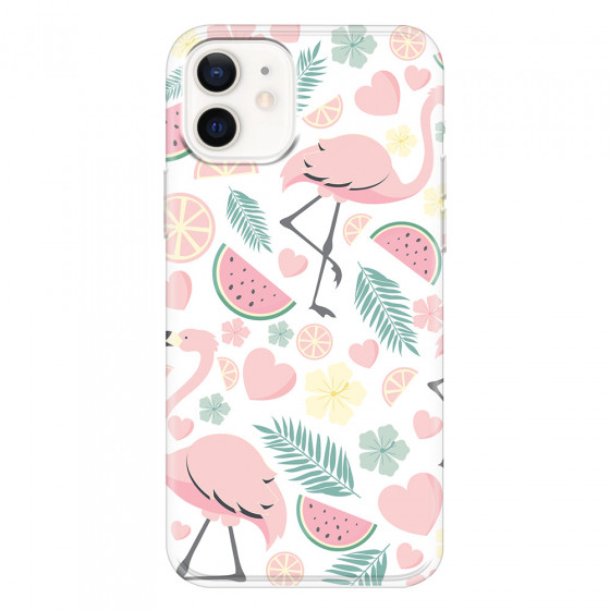 APPLE - iPhone 12 Mini - Soft Clear Case - Tropical Flamingo III