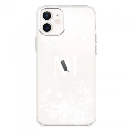 APPLE - iPhone 12 Mini - Soft Clear Case - White Lace Monogram