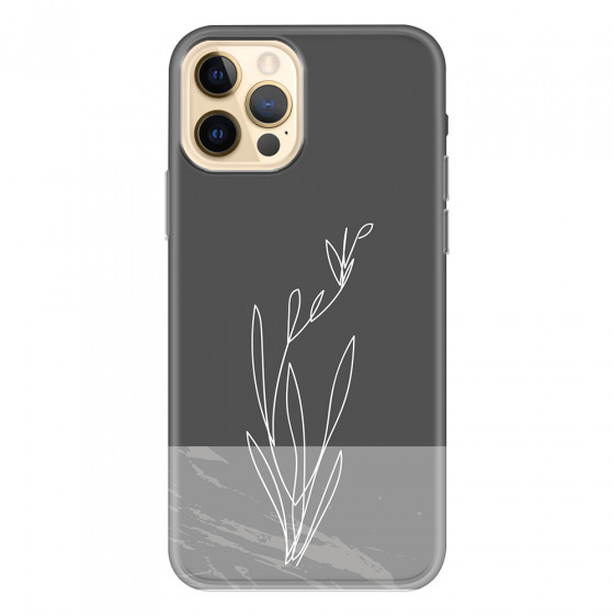 APPLE - iPhone 12 Pro - Soft Clear Case - Dark Grey Marble Flower
