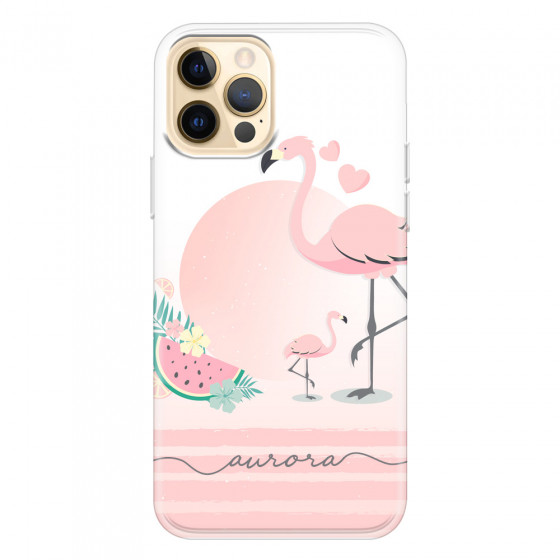 APPLE - iPhone 12 Pro - Soft Clear Case - Flamingo Vibes Handwritten