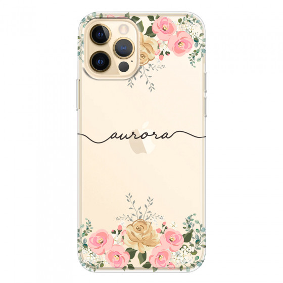 APPLE - iPhone 12 Pro - Soft Clear Case - Gold Floral Handwritten Dark