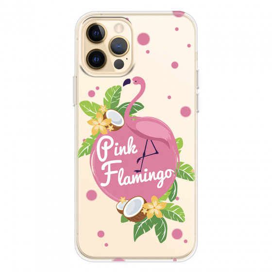 APPLE - iPhone 12 Pro - Soft Clear Case - Pink Flamingo