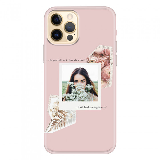 APPLE - iPhone 12 Pro - Soft Clear Case - Vintage Pink Collage Phone Case