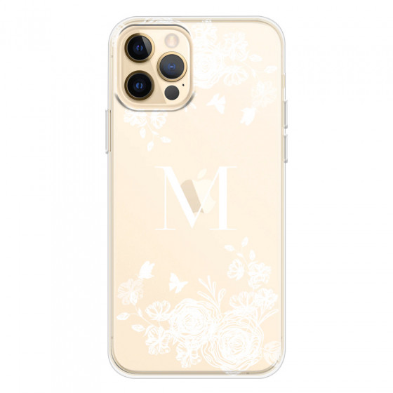 APPLE - iPhone 12 Pro - Soft Clear Case - White Lace Monogram
