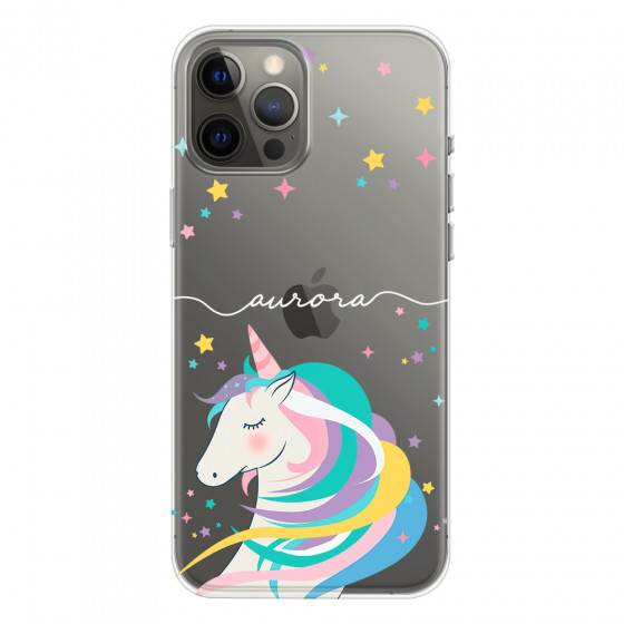 APPLE - iPhone 12 Pro Max - Soft Clear Case - Clear Unicorn Handwritten White