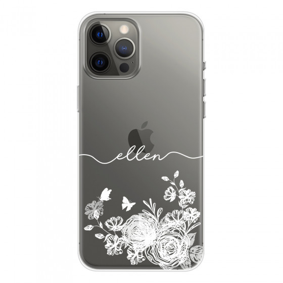 APPLE - iPhone 12 Pro Max - Soft Clear Case - Handwritten White Lace