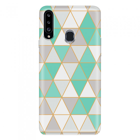 SAMSUNG - Galaxy A20S - Soft Clear Case - Green Triangle Pattern