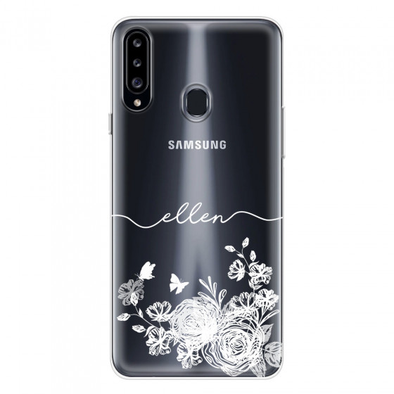 SAMSUNG - Galaxy A20S - Soft Clear Case - Handwritten White Lace